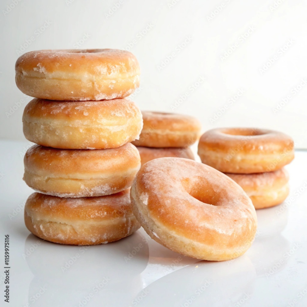 the stacked of donuts on white background the stacked of donuts on white background