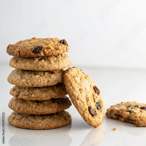 the stacked of chocolatecookies on white background photo