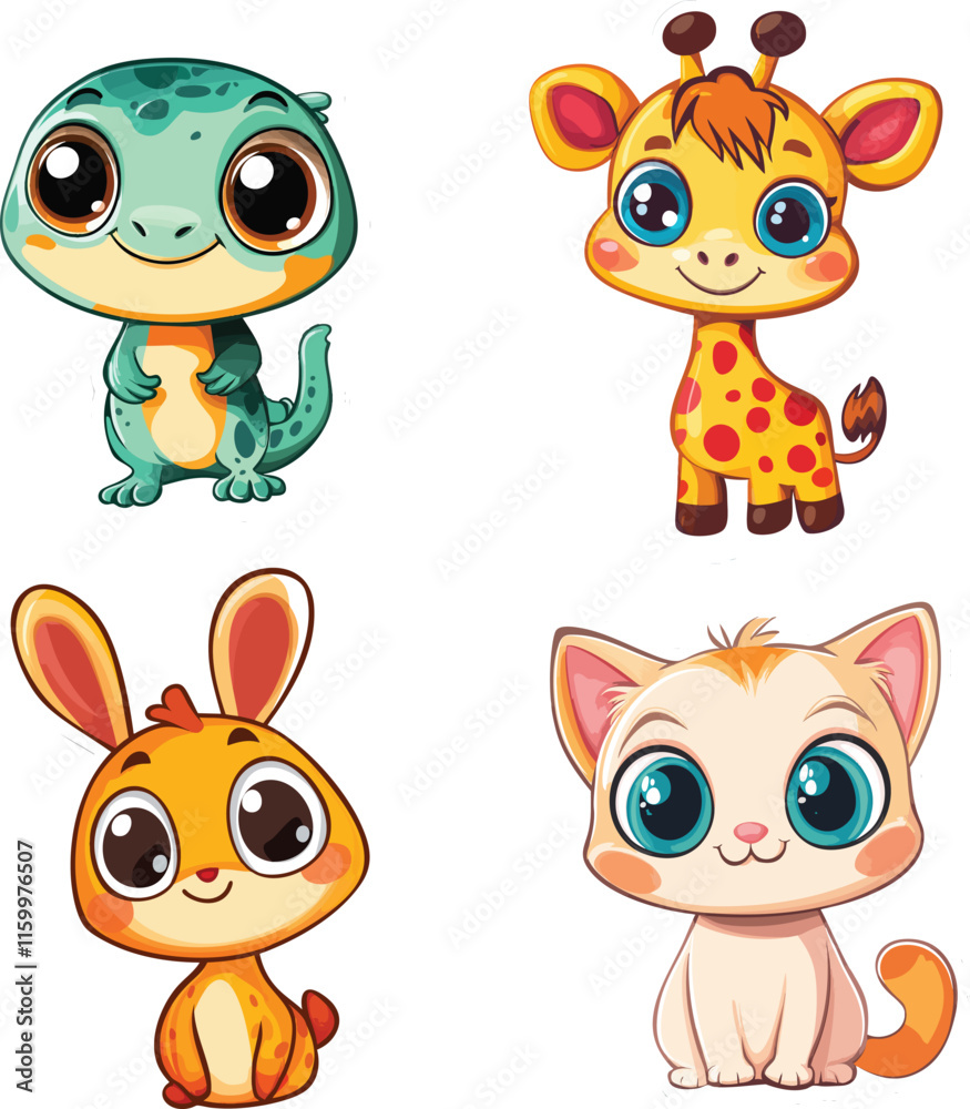 Obraz premium Adorable Animal Sticker Pack for Kids - Cute and Fun Designs for Children’s Activities