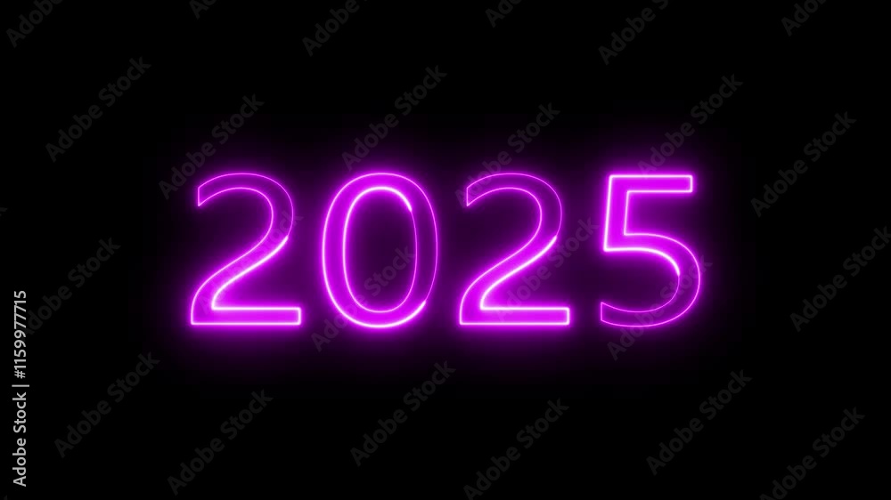 2025 new year celebration, neon sign, square video, Happy New Year 2025. Futuristic style loop new year animation.
numbers 2025 over blue background.