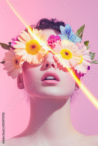 Floral Sunglasses with Neon Glow photo