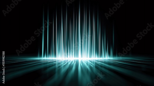 Abstract teal light streaks on dark background, creating futuristic, vibrant, and energetic atmosphere.