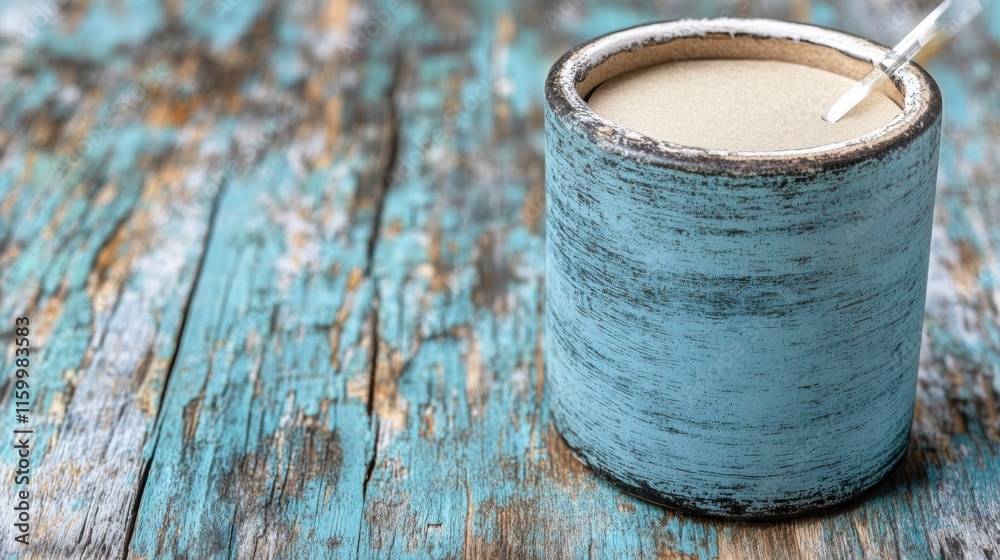 Naklejka premium Applying eco-friendly paint workshop setting product photography rustic environment close-up view sustainability concept
