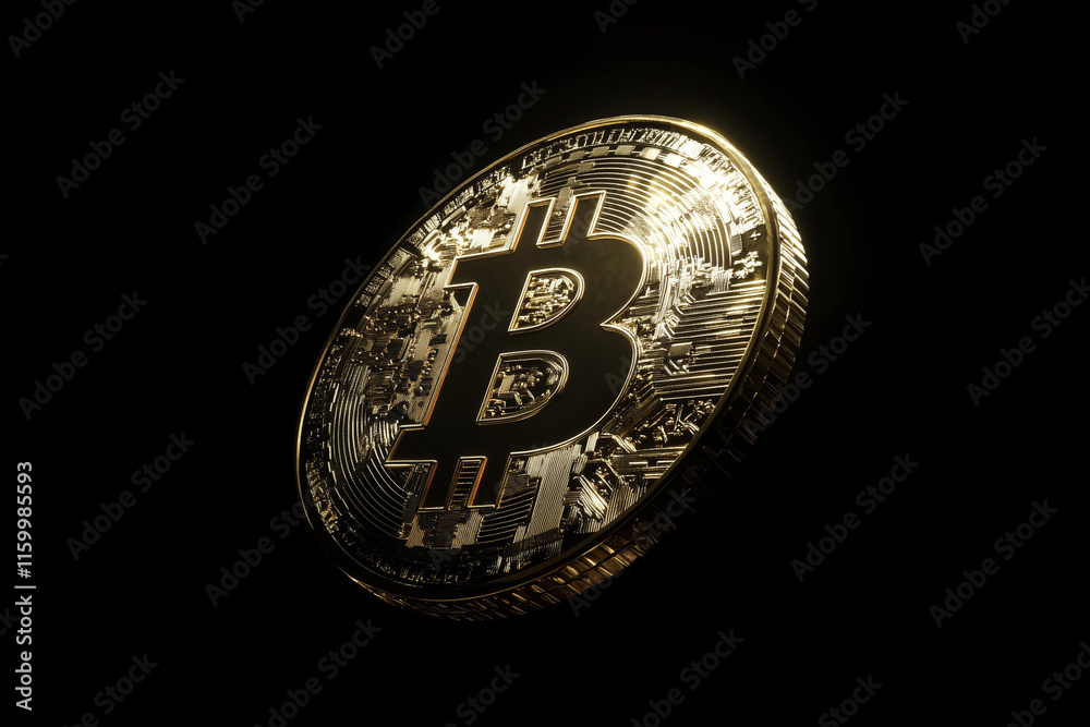 Bitcoin, cryptomonnaie sur fond noir Bitcoin, cryptomonnaie sur fond noir