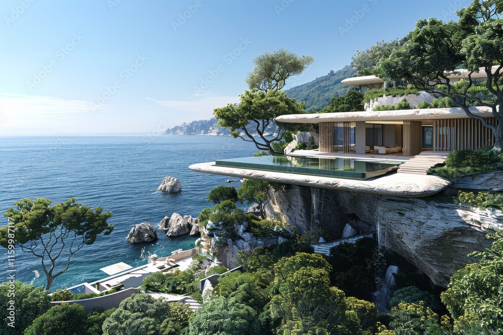 Contemporary oceanfront home design a diagrammatic representation of coastal living Contemporary oceanfront home design a diagrammatic representation of coastal living