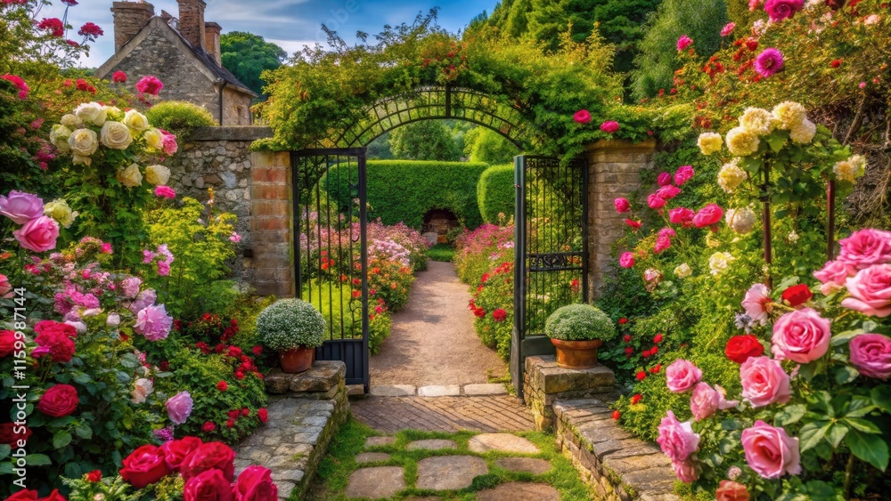 Old British Rose Garden in Spring - Urban Exploration Photography of Sussex, England's Hidden Gem with Lush Blooms and Vintage Architecture Old British Rose Garden in Spring - Urban Exploration Photography of Sussex, England's Hidden Gem with Lush Blooms and Vintage Architecture
