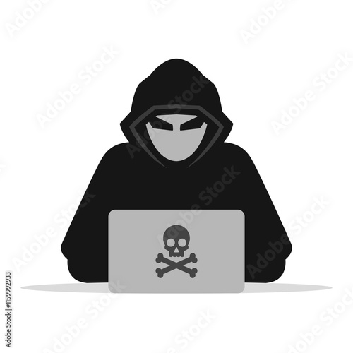 computer hacker maskot flat vector illustration logo icon clipart