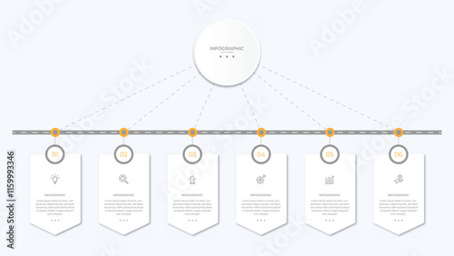 Vector infographic label design with circle infographic template design and 4-5-6 options or steps. Can be used for process diagram, presentations, workflow layout, banner, flow chart, info graph