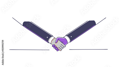 ビジネスパートナーとの握手を行うイラスト