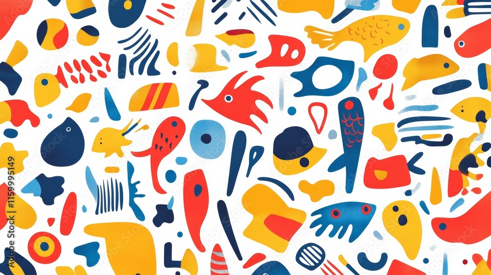 Obraz premium Abstract White Background With Hand Drawn Shapes Colorful Flat Design Vector Template For Wallpaper, Cover Design