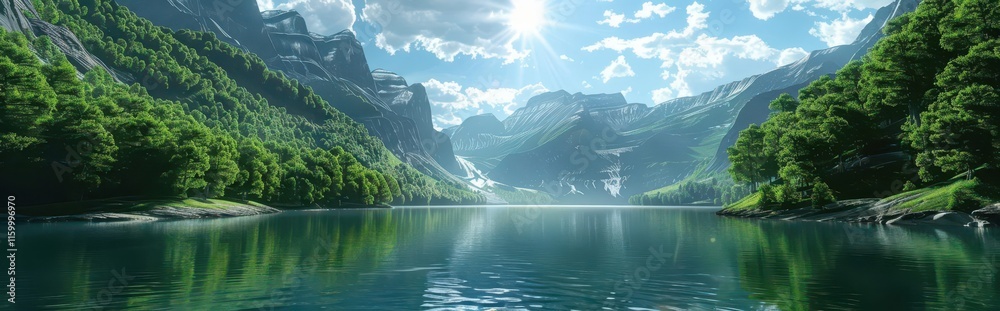 Majestic Mountain Lake. Nature's Tranquility concept Majestic Mountain Lake. Nature's Tranquility concept