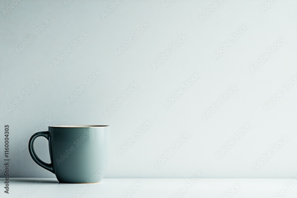 A simple blue mug on a minimalistic background. A simple blue mug on a minimalistic background.