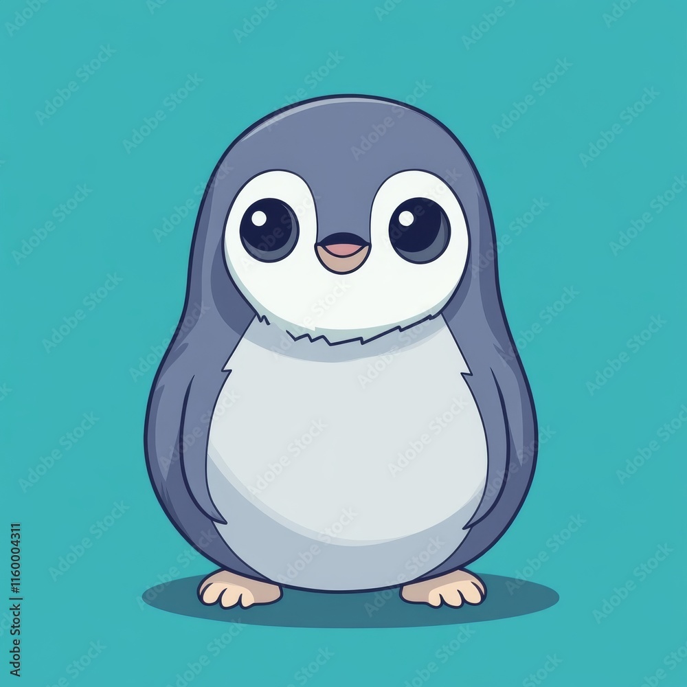 Fototapeta premium Adorable Cartoon Penguin Illustration: A Cute Winter Bird Design