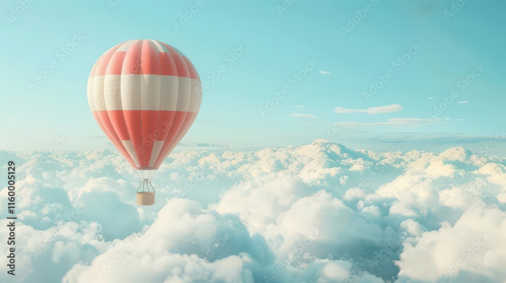 Fototapeta premium Up, Up, and Away. Exploring the skies in a hot air balloon.