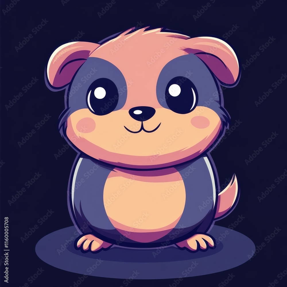 Obraz premium Adorable Cartoon Hamster with Big Eyes and Happy Expression