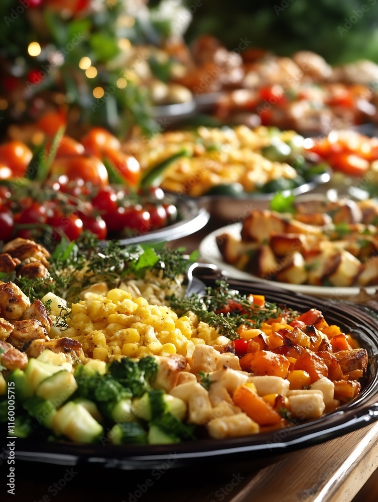 Holiday Feast Display with Array of Festive Dishes for a Celebration Gathering : Generative AI Holiday Feast Display with Array of Festive Dishes for a Celebration Gathering : Generative AI