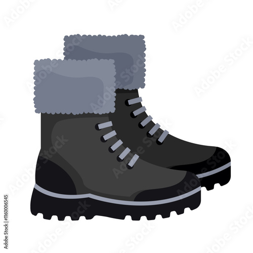 winter boots flat vector illustration clipart