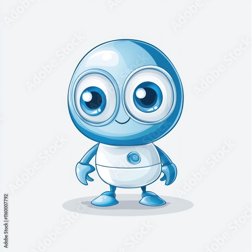 Adorable Blue Robot Cartoon Character Design