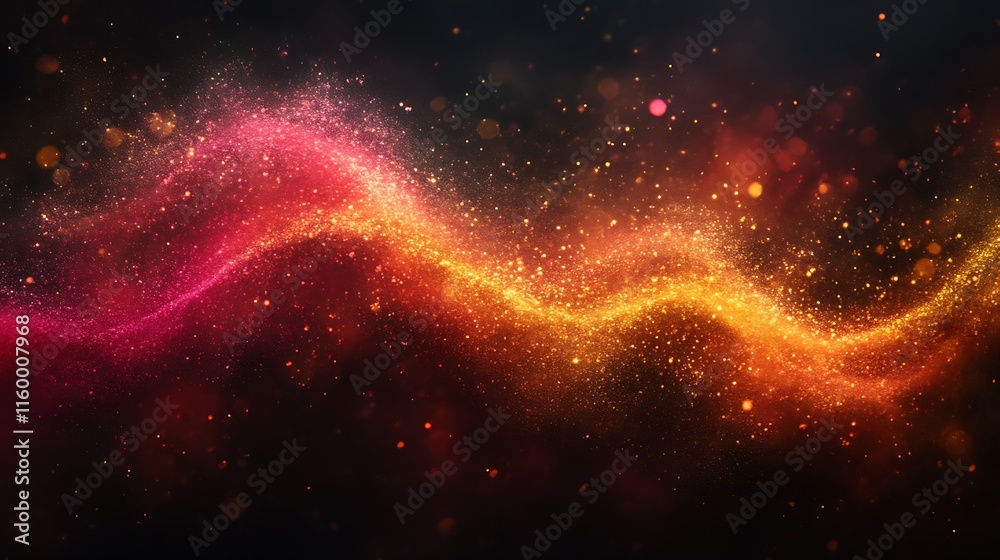 Naklejka premium Abstract Red and Gold Glitter Wave Abstract Background
