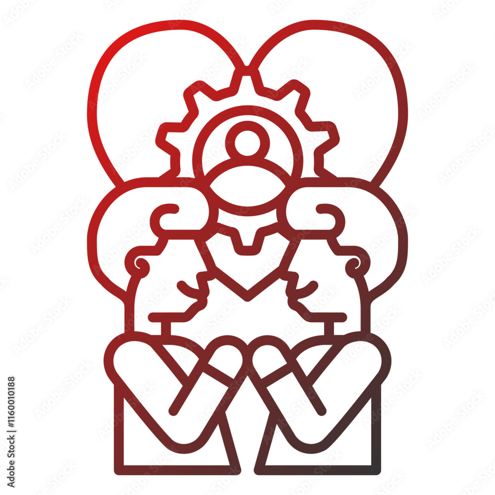 Career advancement icon, red line gradient style Career advancement icon, red line gradient style