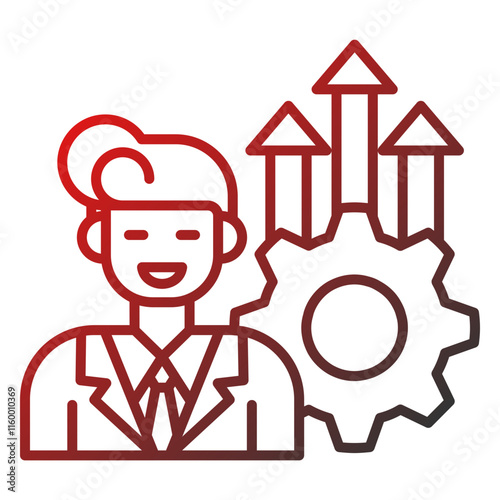 Career advancement icon, red line gradient style