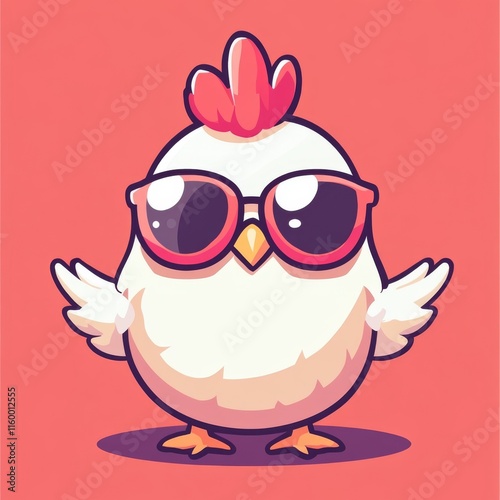 Wallpaper Mural Cool Chicken Wearing Sunglasses: A Fun Cartoon Illustration Torontodigital.ca