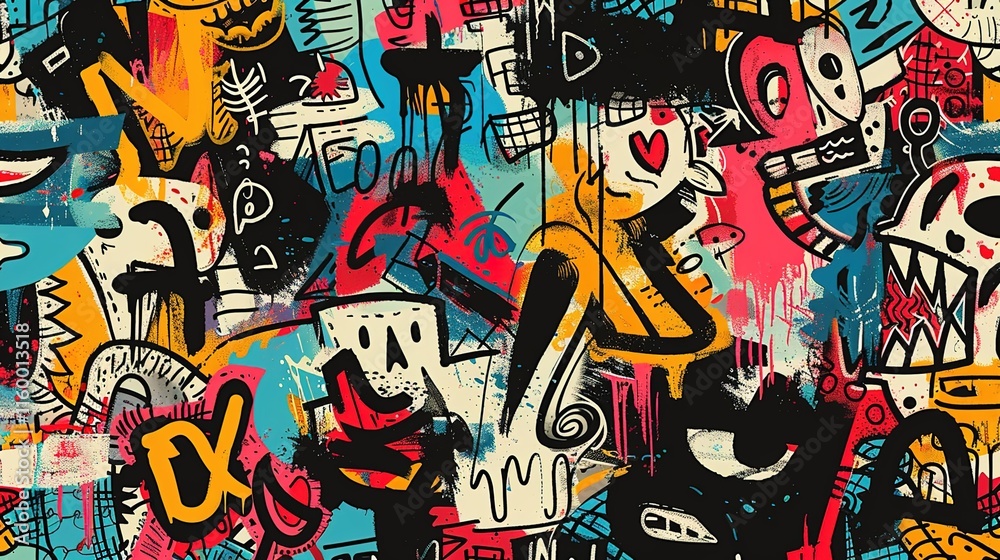 Obraz premium Urban Graffiti pattern wallpaper