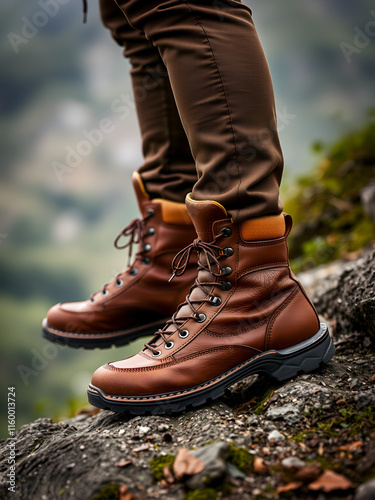 Leather hiking boots damanged by a tough trip photo