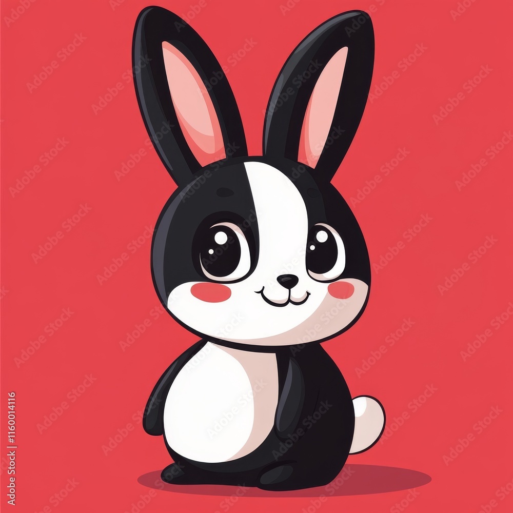Adorable Cartoon Bunny Illustration: Black and White Rabbit Adorable Cartoon Bunny Illustration: Black and White Rabbit