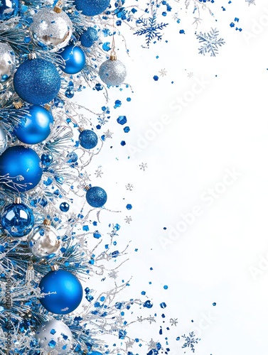 Wallpaper Mural Captivating Winter Border Featuring Sparkling Blue and Silver Ornaments, Snowflakes, and Festive Accents for a Magical Christmas Atmosphere Torontodigital.ca