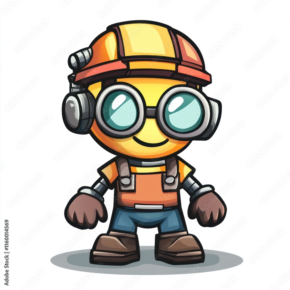 Adorable Robot Worker: A Cute Cartoon Character Adorable Robot Worker: A Cute Cartoon Character