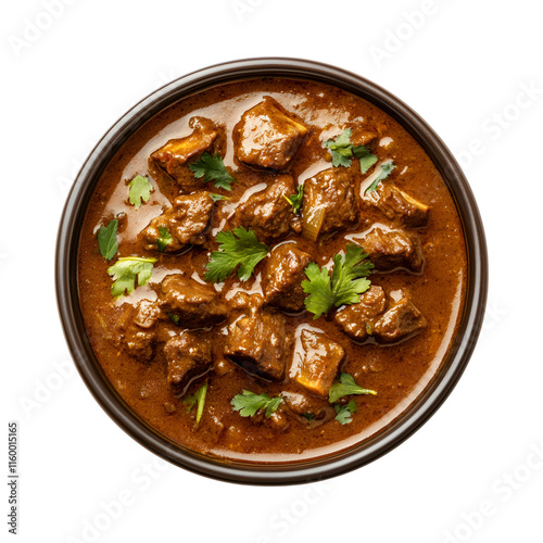 Delicious Slow cooked lamb curry Isolated On Transparent Background 
