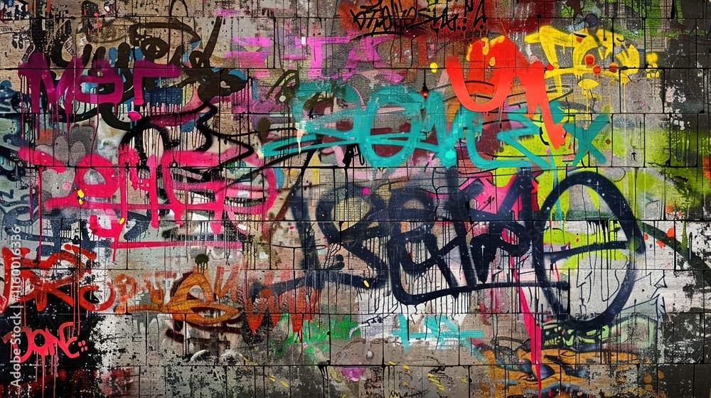 Obraz premium Urban graffiti pattern wallpaper