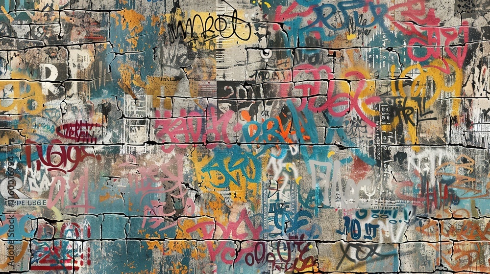 Naklejka premium Urban Graffiti pattern wallpaper