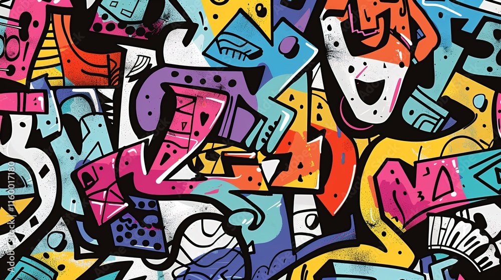 Fototapeta premium Urban Graffiti pattern wallpaper