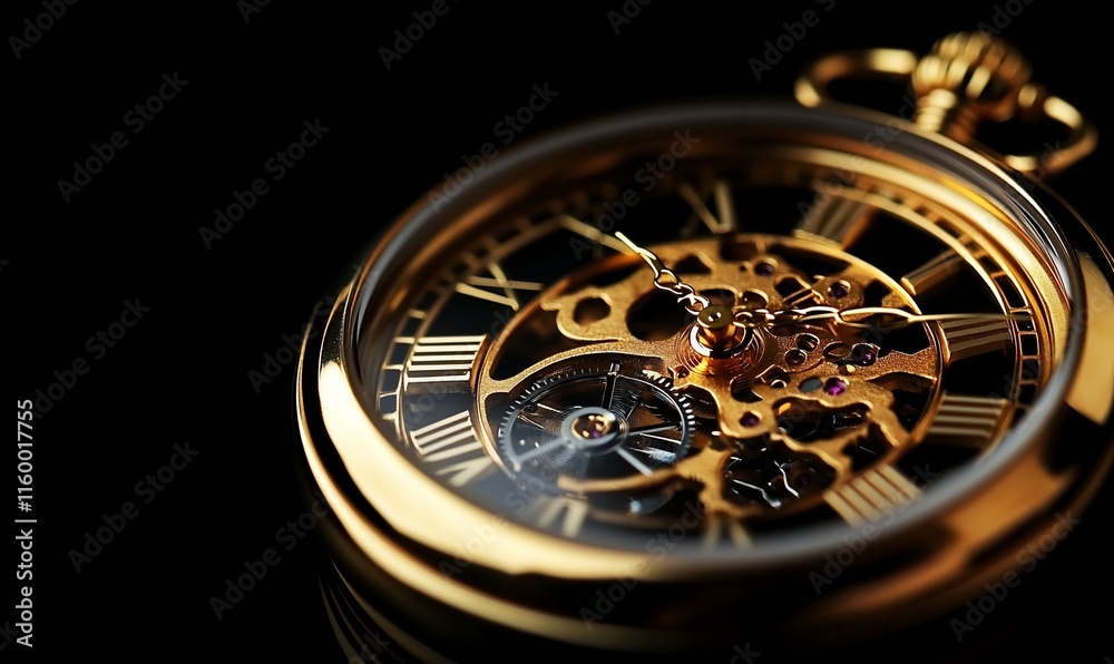 Elegant golden pocket watch showcasing intricate gears and design. Elegant golden pocket watch showcasing intricate gears and design.