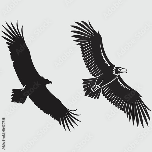 vulture silhouette vector design art and illustration