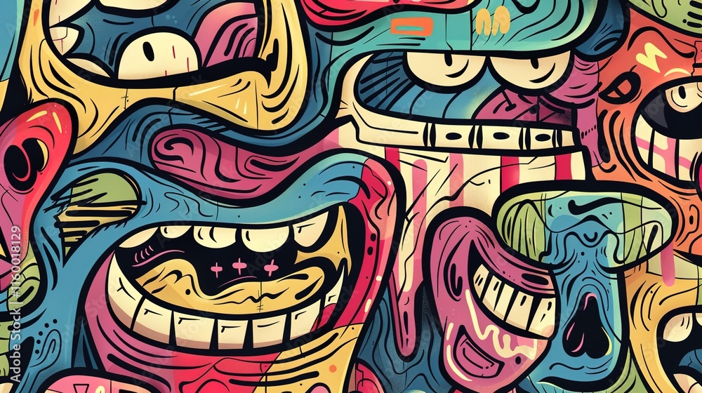 Fototapeta premium Urban Graffiti pattern wallpaper