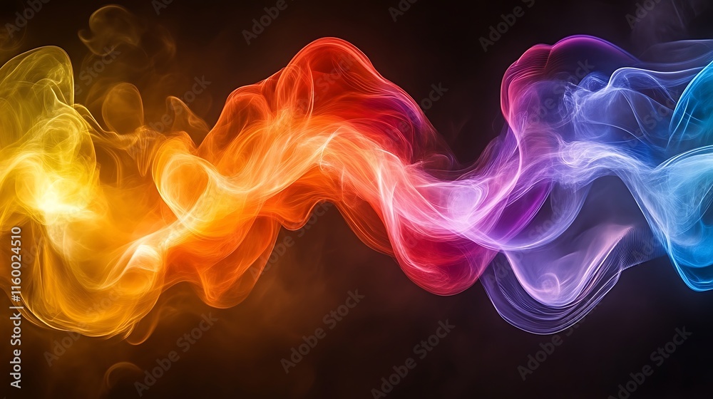 Obraz premium Abstract Colorful Smoke Waves Flowing Dynamically