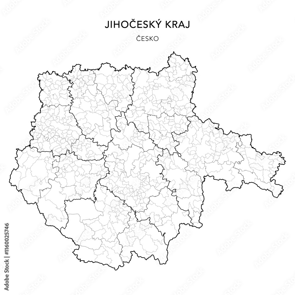Political Map of the South Bohemian Region (Jihočeský kraj) with Districts (Okres), AD MEC (SO ORP), AD CLA (SO POU) and Municipalities (Obcí) as of 2024 - Czechia/Czech Republic (Česko) - Vector Map Political Map of the South Bohemian Region (Jihočeský kraj) with Districts (Okres), AD MEC (SO ORP), AD CLA (SO POU) and Municipalities (Obcí) as of 2024 - Czechia/Czech Republic (Česko) - Vector Map