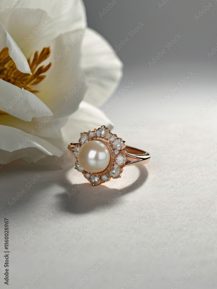 Fototapeta premium A perfect blend of gold, silver, and a vibrant white pearl.