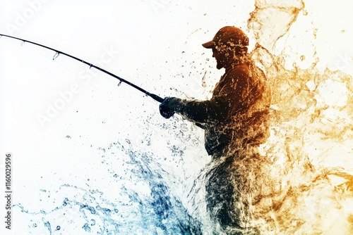 angler in action with fishing