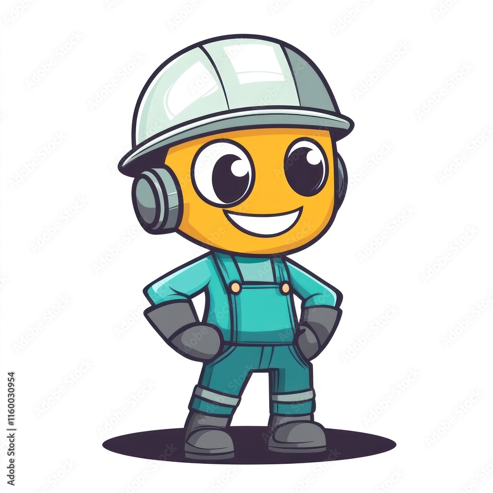 Cheerful Construction Worker Mascot Illustration Cheerful Construction Worker Mascot Illustration