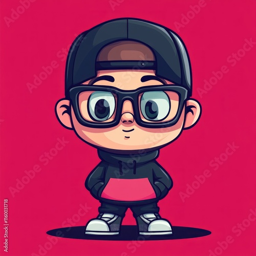 Cool Stylish Kid Cartoon Character Illustration