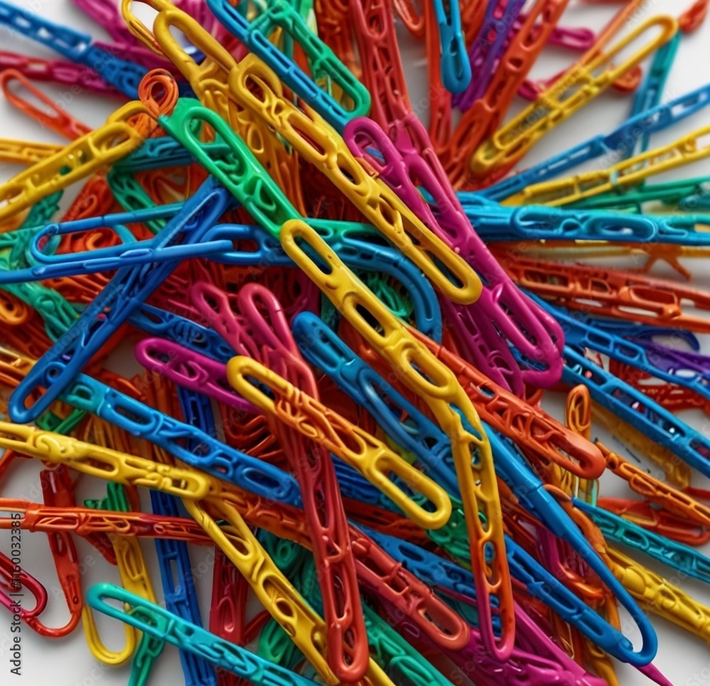 Colorful Paperclips Scattered on White Background Generative Ai.
Colorful Paperclips Scattered on White Background Generative Ai.