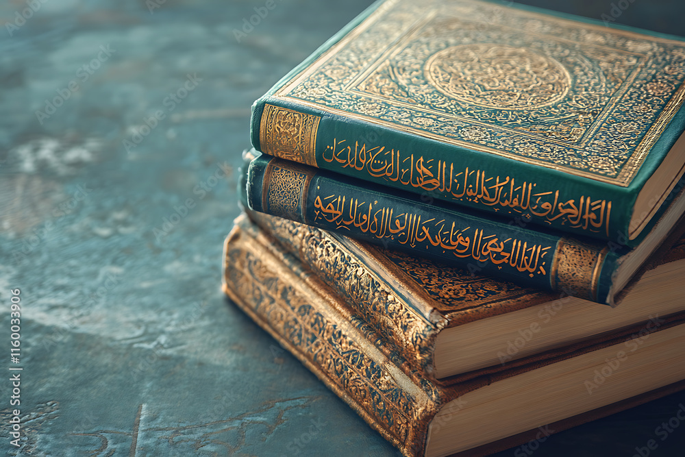 Fototapeta premium Antique Holy Books Stacked Beautifully