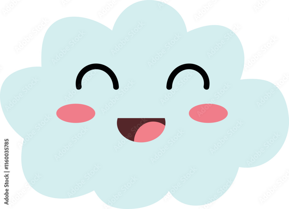 Cute Smiling Light Blue Cloud Simple Vector Illustration Cute Smiling Light Blue Cloud Simple Vector Illustration
