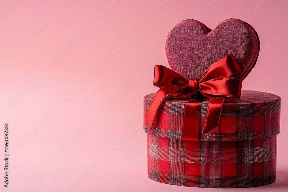 Heart-Shaped Gift Box with Red Ribbon on Pink Background Perfect for Valentine's Day or Romantic Celebrations Heart-Shaped Gift Box with Red Ribbon on Pink Background Perfect for Valentine's Day or Romantic Celebrations