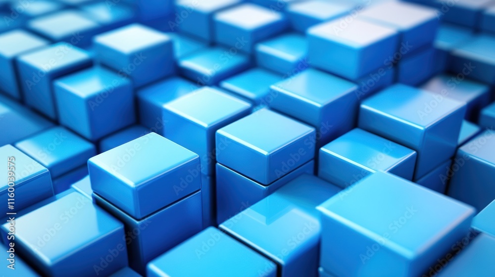 Abstract Blue Cubes: A 3D Digital Art Composition Abstract Blue Cubes: A 3D Digital Art Composition