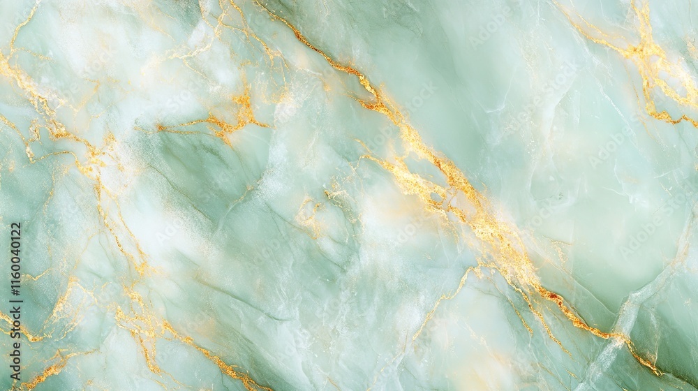 Fototapeta premium Gleaming Green and Gold Marble Texture Background, Exuding Luxury and Elegance. Perfect for High-End Interiors and Sophisticated Designs.